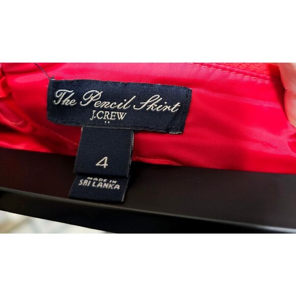 J.Crew Red Wool Blend Pencil Skirt Women's Size 4 Back Vent - Picture 5 of 9